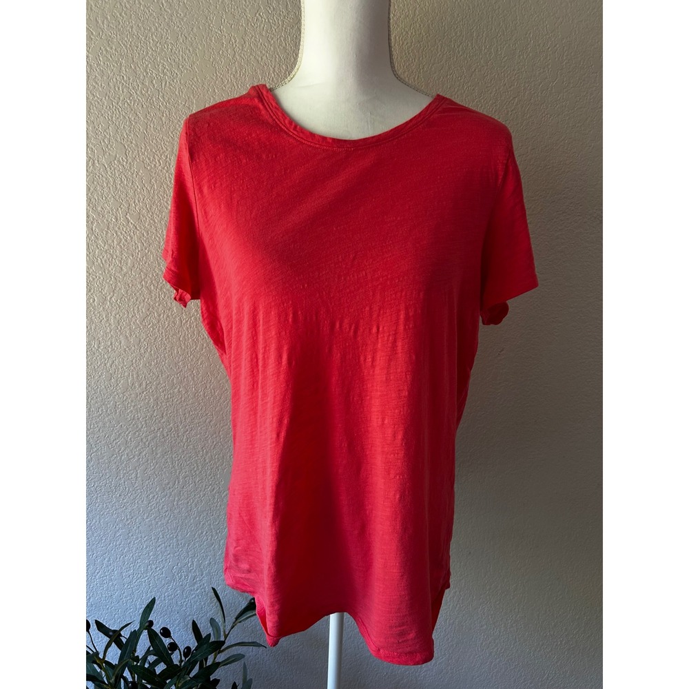 Stylus Womens XL Coral Red Short Sleeve Slub Cotton Crew Neck T-Shirt RN93677